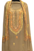 Elegant Pastel Kashmiri Aari Work Georgette Three Piece Unstitched Suit Set - Luxurion World