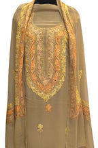 Elegant Pastel Kashmiri Aari Work Georgette Three Piece Unstitched Suit Set - Luxurion World