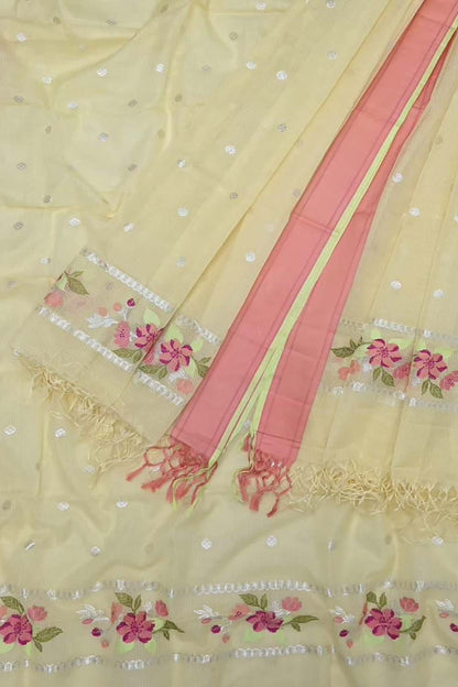 Pastel Kota Doria Real Zari Two Piece Unstitched Suit Set