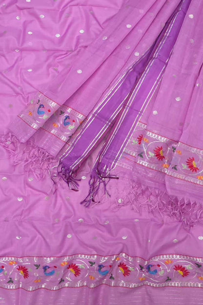 Purple Kota Doria Real Zari Two Piece Unstitched Suit Set