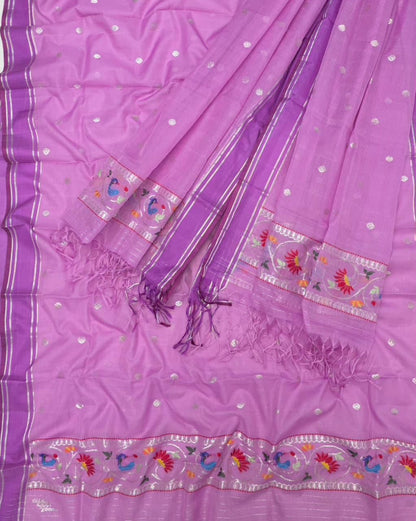 Purple Kota Doria Real Zari Two Piece Unstitched Suit Set