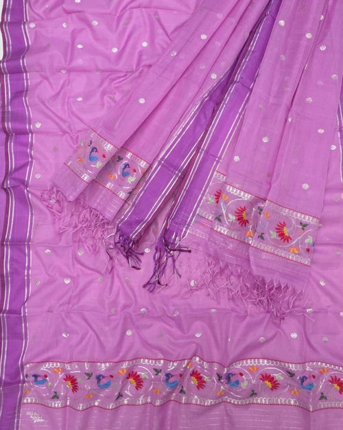Purple Kota Doria Real Zari Two Piece Unstitched Suit Set - Luxurion World