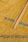 Yellow Kota Doria Real Zari Two Piece Unstitched Suit Set - Luxurion World