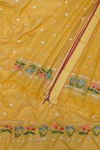 Yellow Kota Doria Real Zari Two Piece Unstitched Suit Set - Luxurion World