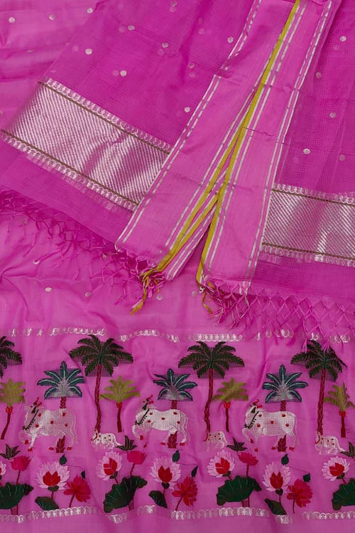 Pretty in Pink: Kota Doria Real Zari Two Piece Unstitched Suit Set - Luxurion World