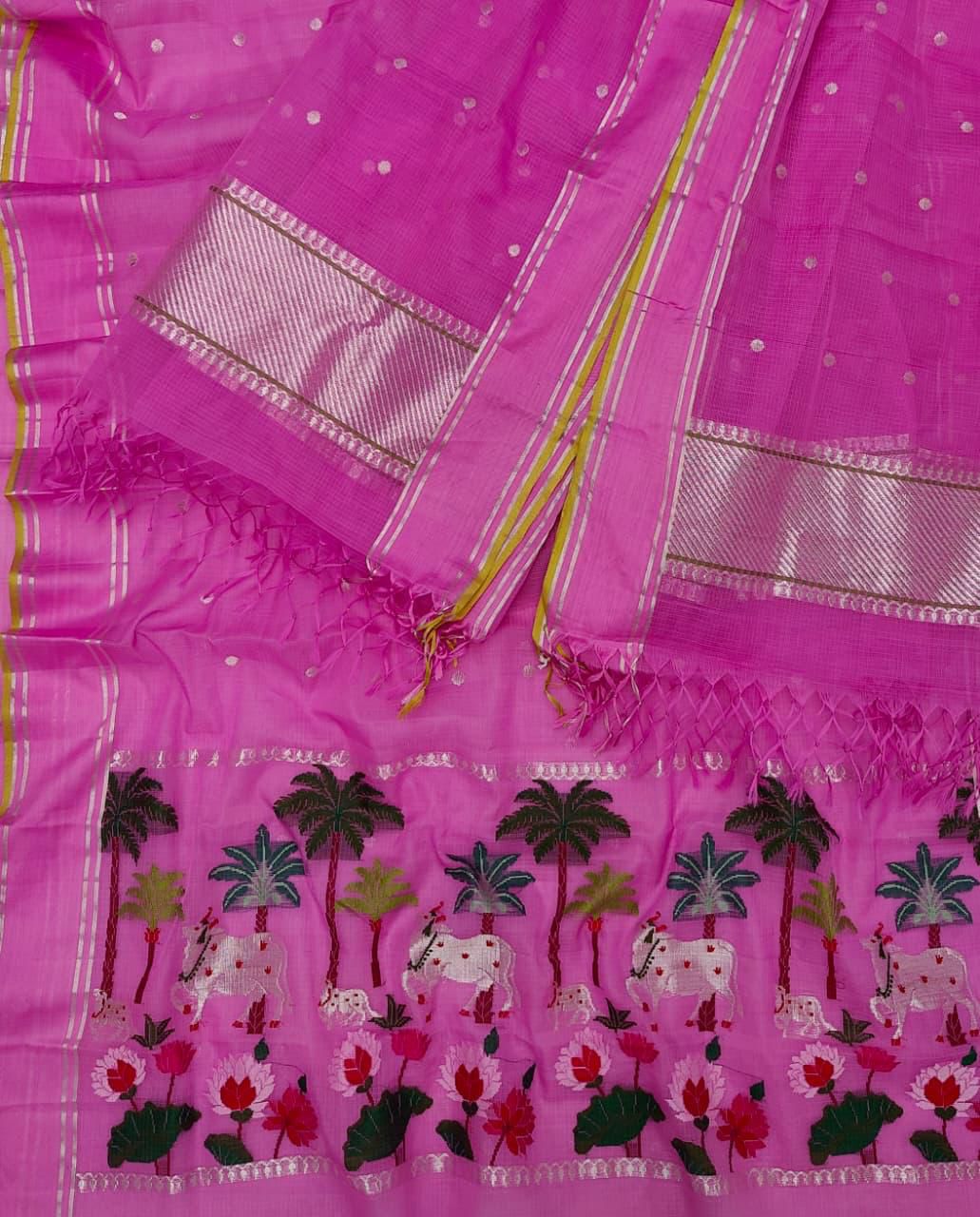 Pretty in Pink: Kota Doria Real Zari Two Piece Unstitched Suit Set - Luxurion World