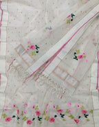 Elegant Off White Kota Doria Real Zari Two Piece Unstitched Suit Set - Luxurion World