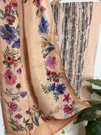 Orange Linen Digital Printed Handloom Three Piece Suit Set - Luxurion World