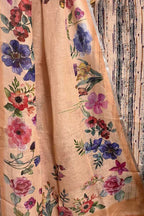 Orange Linen Digital Printed Handloom Three Piece Suit Set - Luxurion World