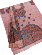 Hand Painted Pink Madhubani Tussar Ghicha Suit Set - Luxurion World