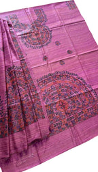 Vibrant Pink Madhubani Hand Painted Tussar Ghicha Suit - Luxurion World