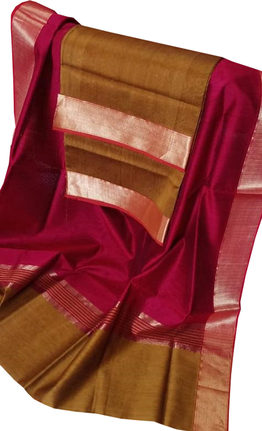 Stylish Pink and Brown Maheshwari Cotton Silk Suit Set
