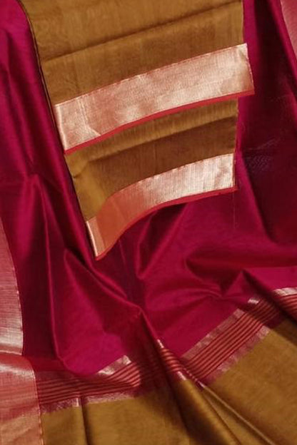 Stylish Pink and Brown Maheshwari Cotton Silk Suit Set