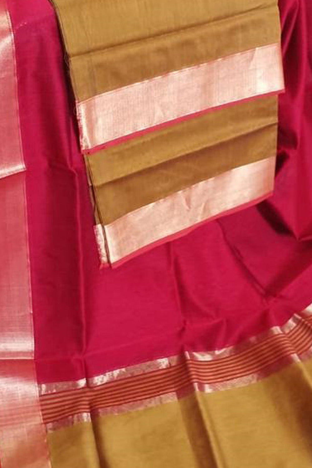 Stylish Pink & Yellow Handloom Maheshwari Cotton Silk Suit Set
