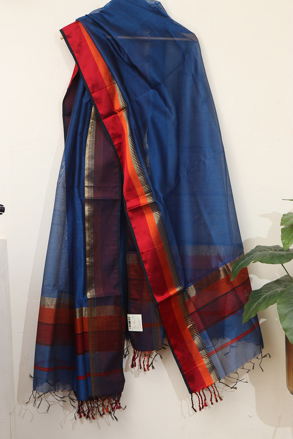 Blue Maheshwari Cotton Silk Suit - Handloom Elegance - Luxurion World