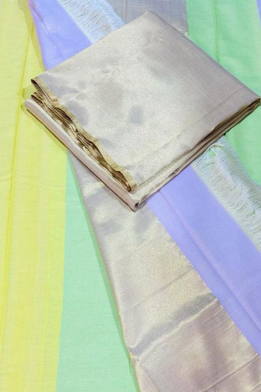 Vibrant Multicolor Maheshwari Cotton Silk Suit Set - Luxurion World