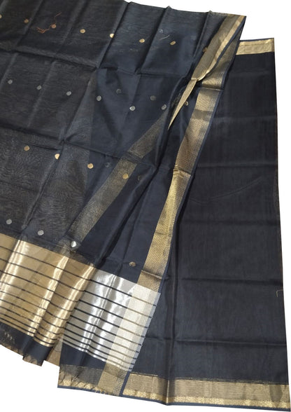 Stunning Black Maheshwari Cotton Silk Suit Set - Luxurion World