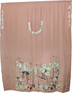 Pink Hand Embroidered Parsi Pure Crepe Unstitched Multicolor Thread Work Bird Design Kurti - Luxurion World