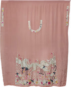 Pink Hand Embroidered Parsi Pure Crepe Unstitched Multicolor Thread Work Bird Design Kurti - Luxurion World