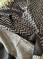 Black Shibori Tie N Dye Tussar Silk Two Piece Unstitched Suit Set - Luxurion World
