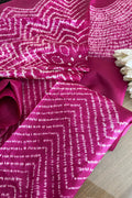 Pretty in Pink: Shibori Tie N Dye Tussar Silk Two Piece Unstitched Suit Set - Luxurion World