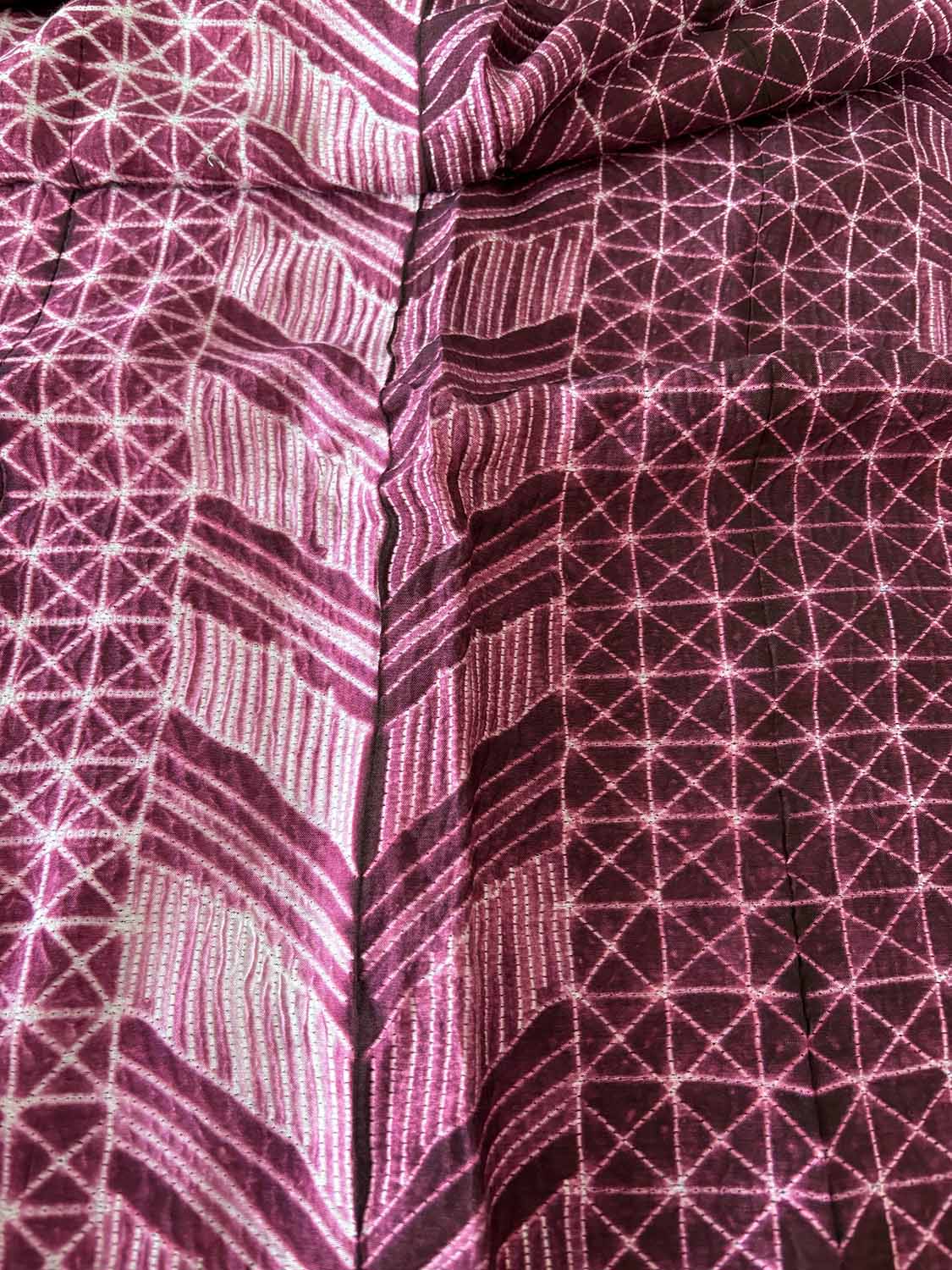 Stunning Purple Shibori Tie N Dye Maheshwari Silk Two Piece Unstitched Suit Set - Luxurion World