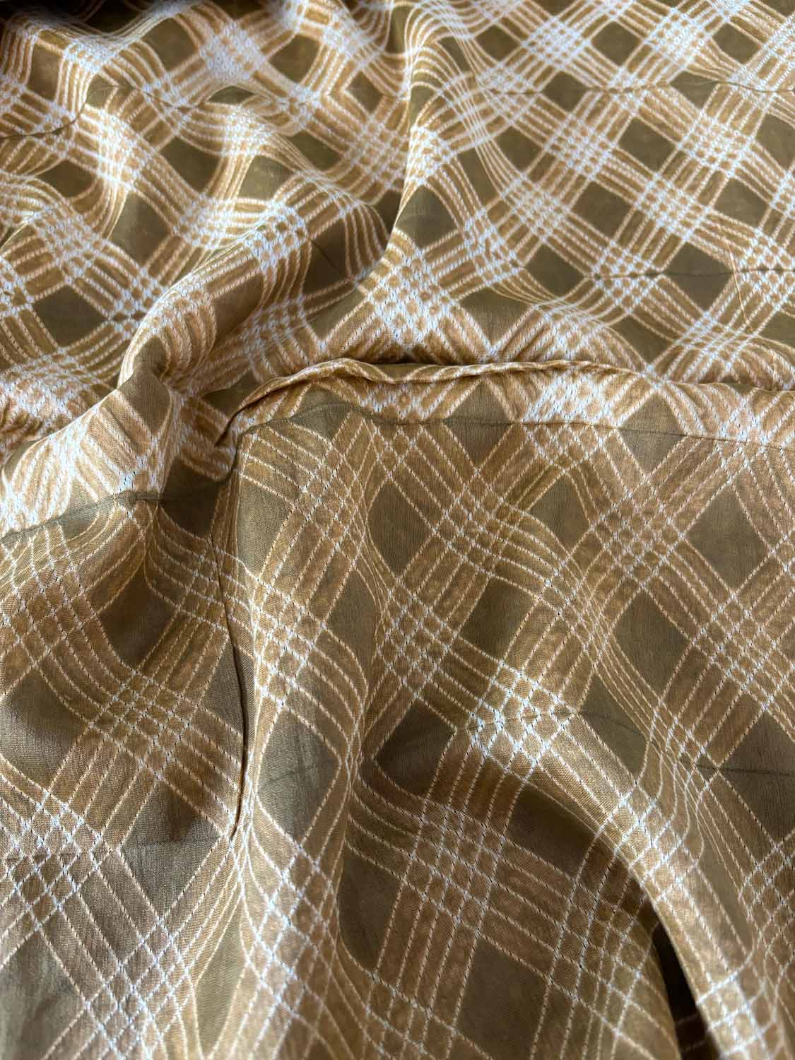 Brown Shibori Tie N Dye Maheshwari Silk Two Piece Unstitched Suit Set - Luxurion World