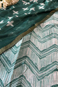 Green Shibori Tie N Dye Maheshwari Silk Two Piece Unstitched Suit Set - Luxurion World