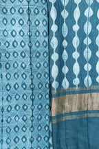 Blue Shibori Chanderi Silk Two Piece Unstitched Suit Set - Luxurion World