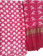 Pink Shibori Chanderi Silk Two Piece Unstitched Suit Set - Luxurion World