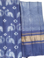 Blue Shibori Chanderi Silk Two Piece Unstitched Suit Set - Luxurion World