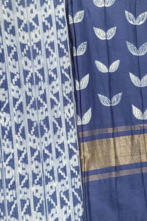 Blue Shibori Chanderi Silk Two Piece Unstitched Suit Set - Luxurion World
