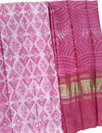 Pink Shibori Chanderi Silk Two Piece Unstitched Suit Set - Luxurion World
