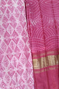 Pink Shibori Chanderi Silk Two Piece Unstitched Suit Set - Luxurion World