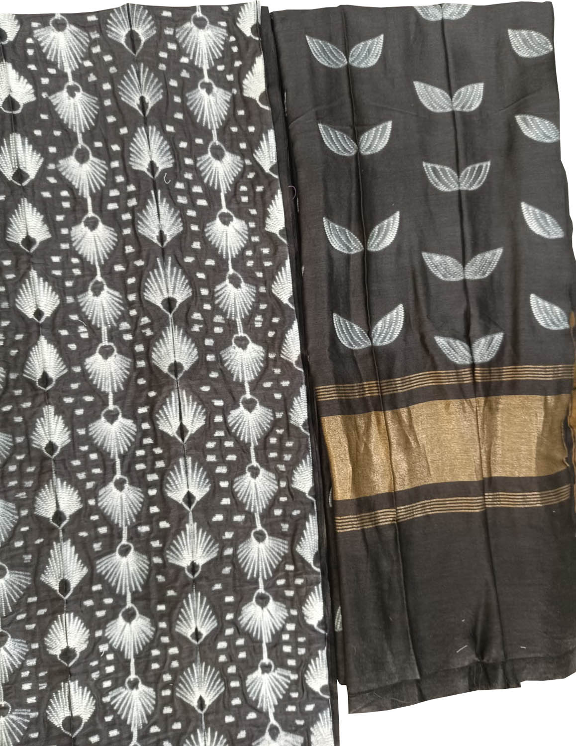 Black Shibori Chanderi Silk Two Piece Unstitched Suit Set - Luxurion World
