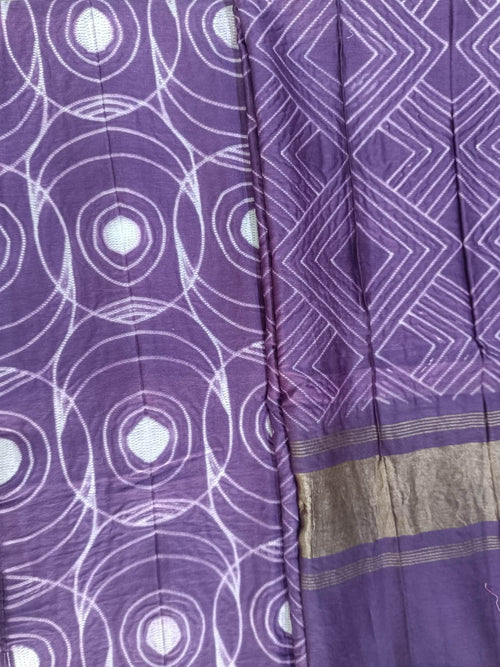 Purple Shibori Chanderi Silk Two Piece Unstitched Suit Set - Luxurion World