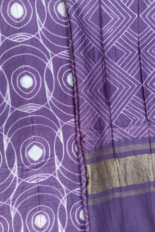 Purple Shibori Chanderi Silk Two Piece Unstitched Suit Set - Luxurion World