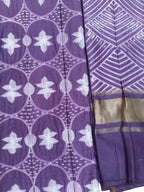 Purple Shibori Chanderi Silk Two Piece Unstitched Suit Set - Luxurion World