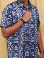 Blue Silk Sambalpuri Print Shirt: Stylish Digital Print - Luxurion World