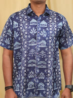 Blue Silk Sambalpuri Print Shirt: Stylish Digital Print - Luxurion World