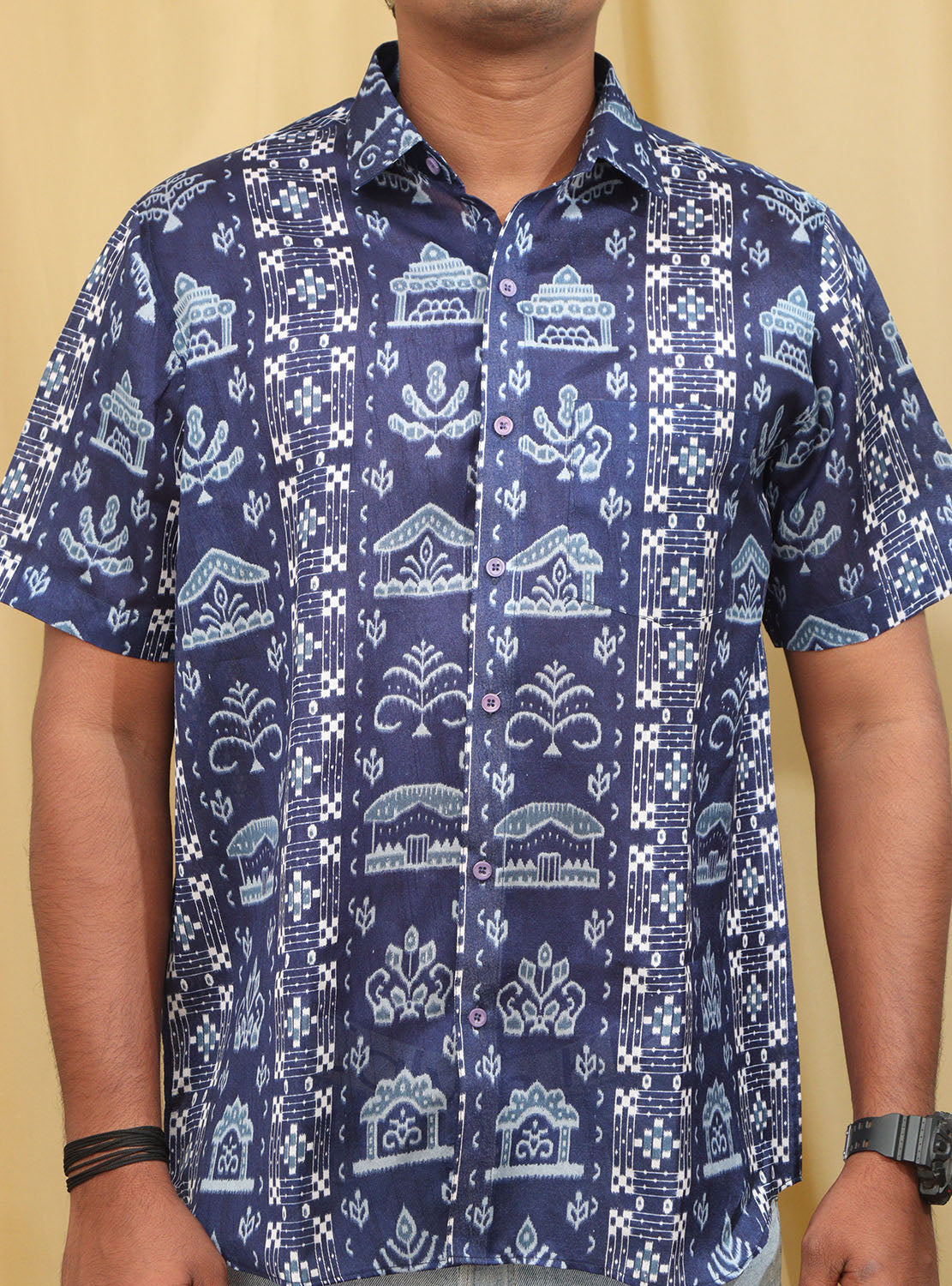 Blue Silk Sambalpuri Print Shirt: Stylish Digital Print - Luxurion World