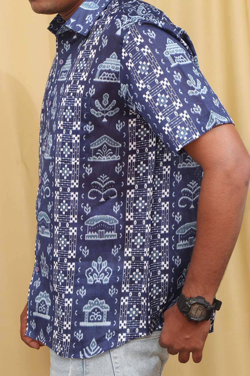 Blue Silk Sambalpuri Print Shirt: Stylish Digital Print - Luxurion World