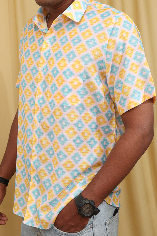 Vibrant Multicolor Wrinkle Free Cotton Linen Digital Printed Shirt - Luxurion World
