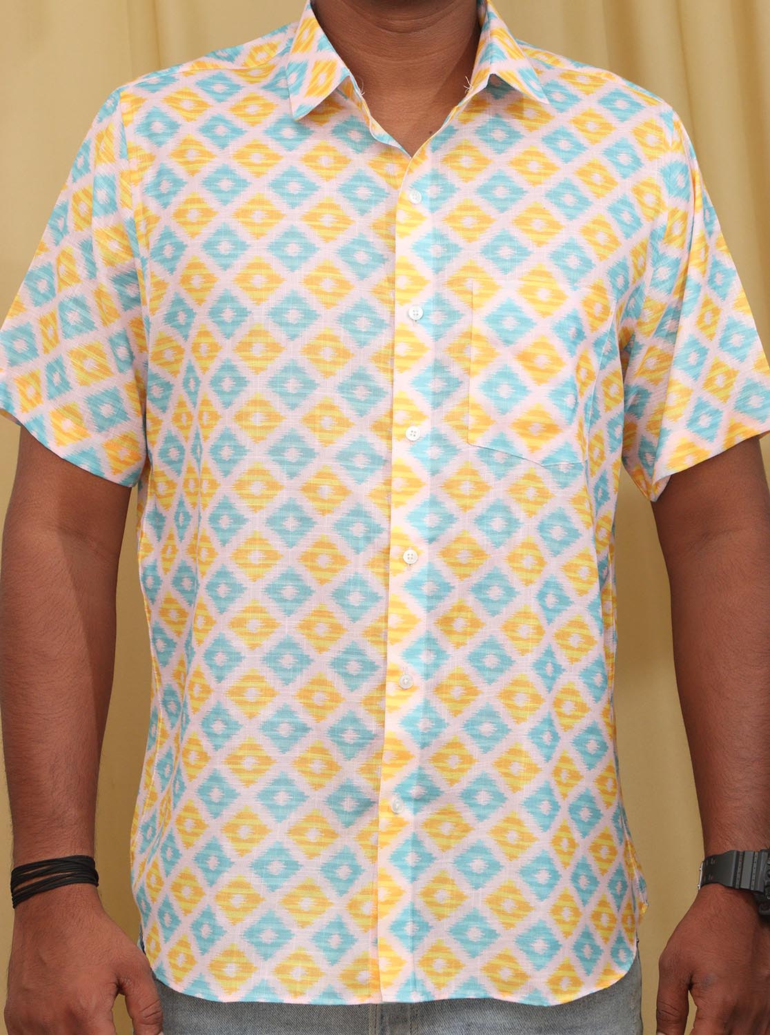 Vibrant Multicolor Wrinkle Free Cotton Linen Digital Printed Shirt - Luxurion World