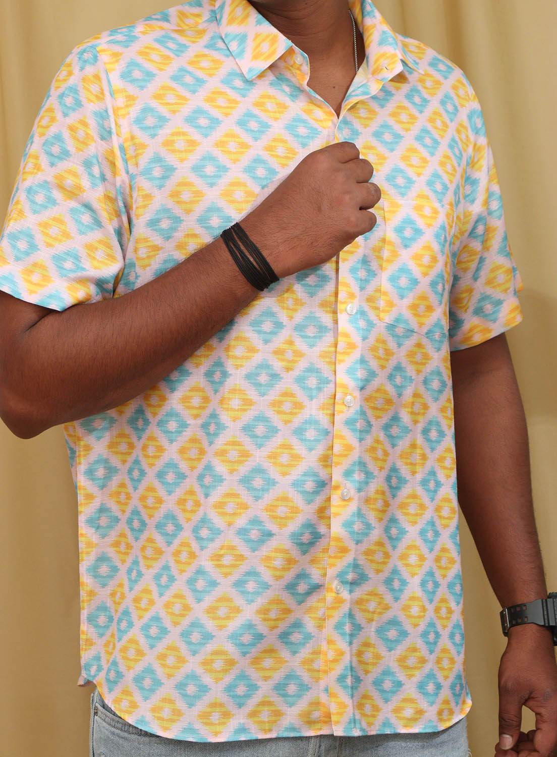 Vibrant Multicolor Wrinkle Free Cotton Linen Digital Printed Shirt - Luxurion World