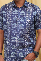 Blue Silk Sambalpuri Print Shirt: Stylish Digital Print - Luxurion World
