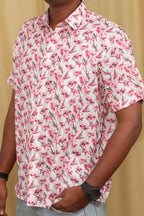 Stylish Pink Wrinkle Free Cotton Linen Digital Printed Shirt - Luxurion World