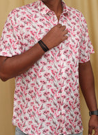 Stylish Pink Wrinkle Free Cotton Linen Digital Printed Shirt - Luxurion World
