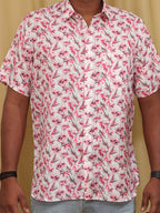 Stylish Pink Wrinkle Free Cotton Linen Digital Printed Shirt - Luxurion World