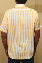 Sunshine Yellow Wrinkle Free Cotton Linen Digital Printed Shirt - Luxurion World